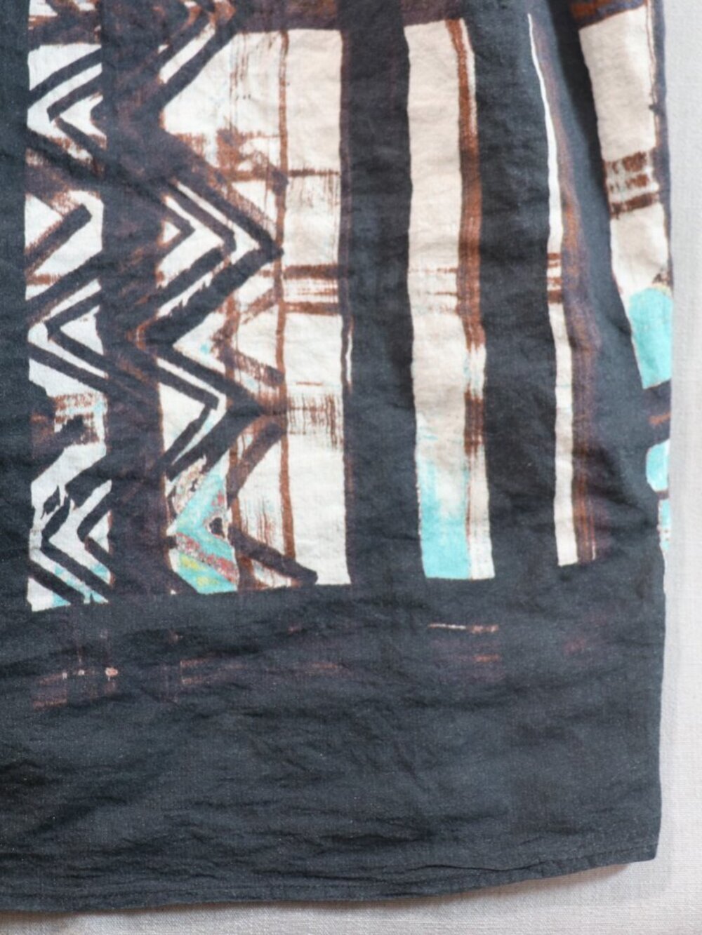 Peruvian Connection Batik Midi Dress Size 6 (Fits like 4/5) Black Brown Cotton - Picture 13 of 16
